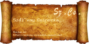 Szávay Csinszka névjegykártya